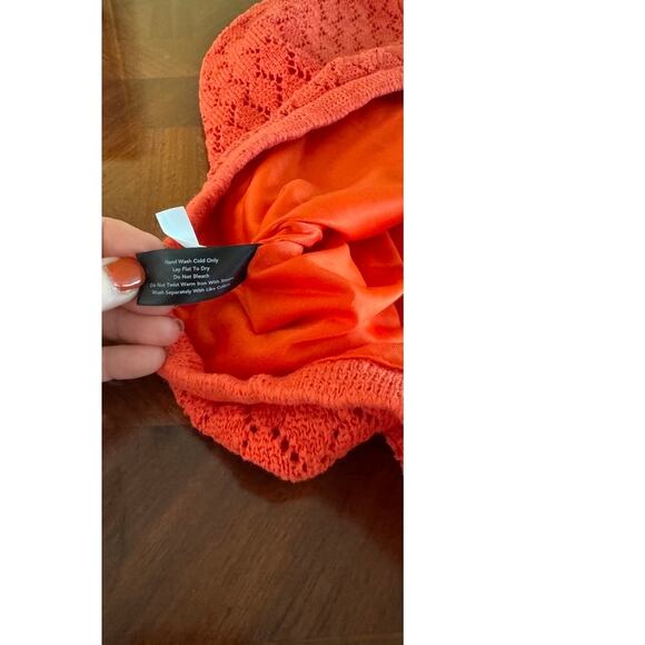 Boston Proper Coral Crochet Halter Top Size M Lined - Picture 9 of 16